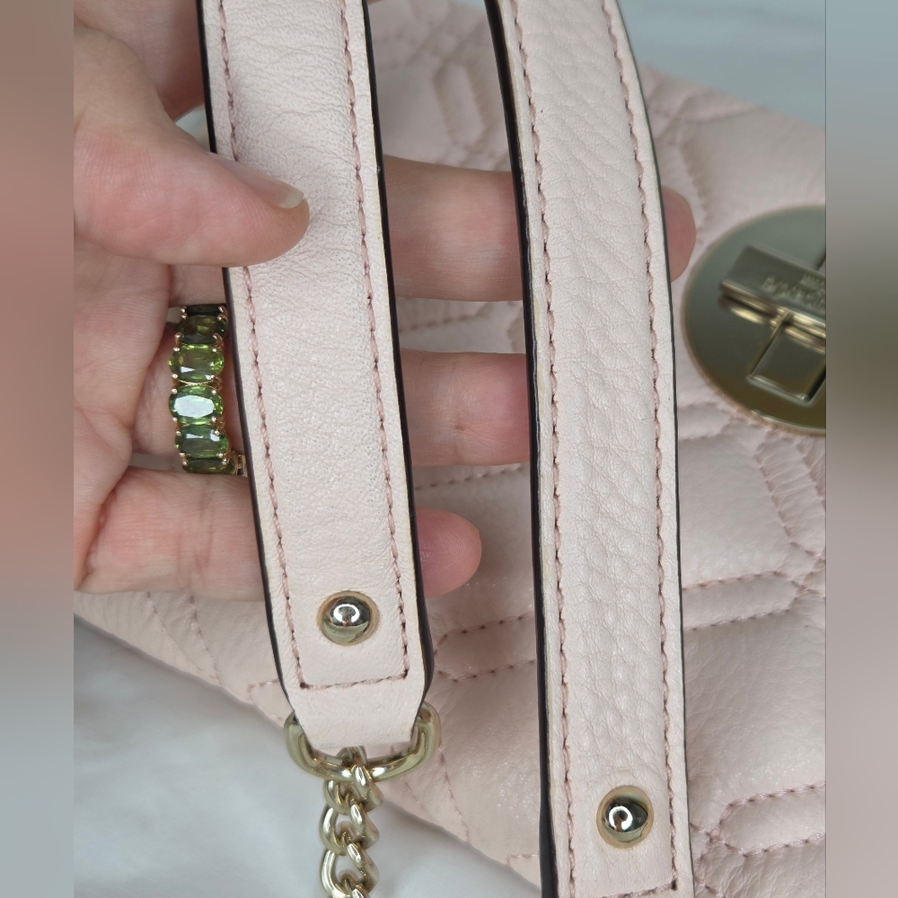 Kate Spade Elegant Leather Pink Quilted Shoulder Bag - Picture 6 of 16
